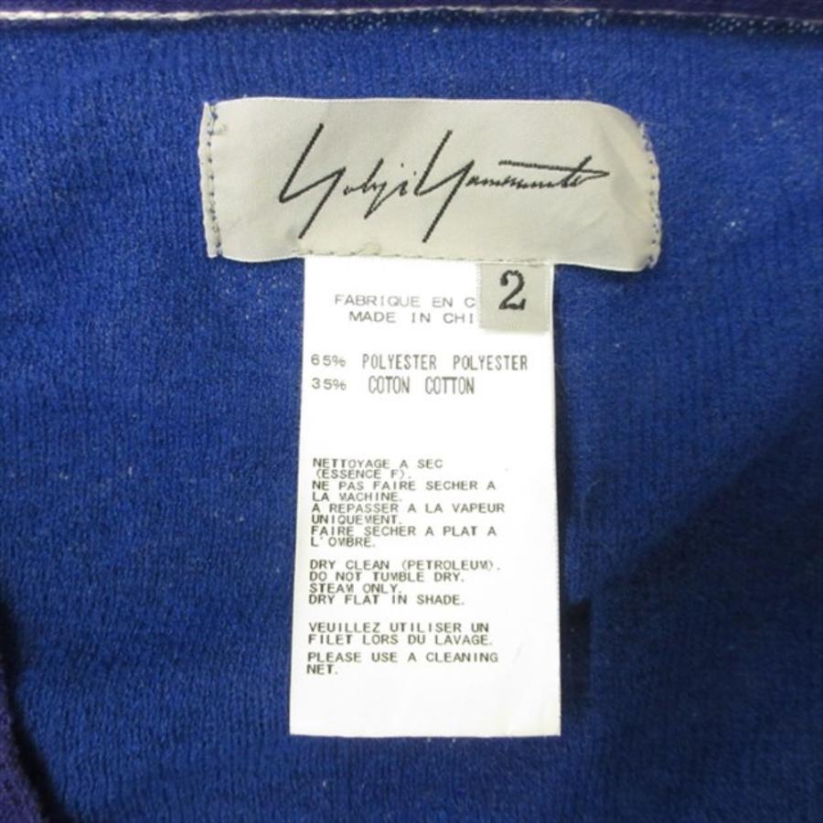 良品 Yohji Yamamoto FEMME ヨウジヤマモト ファム バイカラー パッチワーク カーディガン ニット セーター 2 紫 パープル 青 ブルー レディース 古着 中古 | Yohji Yamamoto | 06