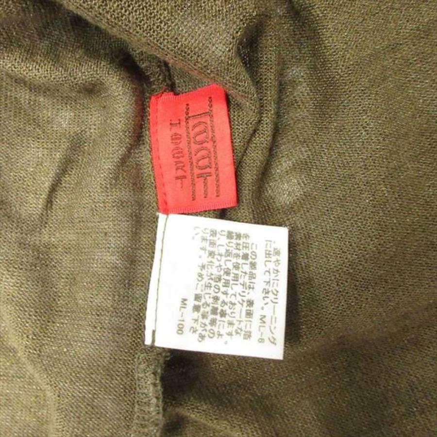 良品 HaaT ISSEY MIYAKE ハート イッセイミヤケ リネン ニット カットソー Tシャツ Vネック ドレープ サイズ2 カーキ レディース 古着 中古 | ISSEY MIYAKE | 05