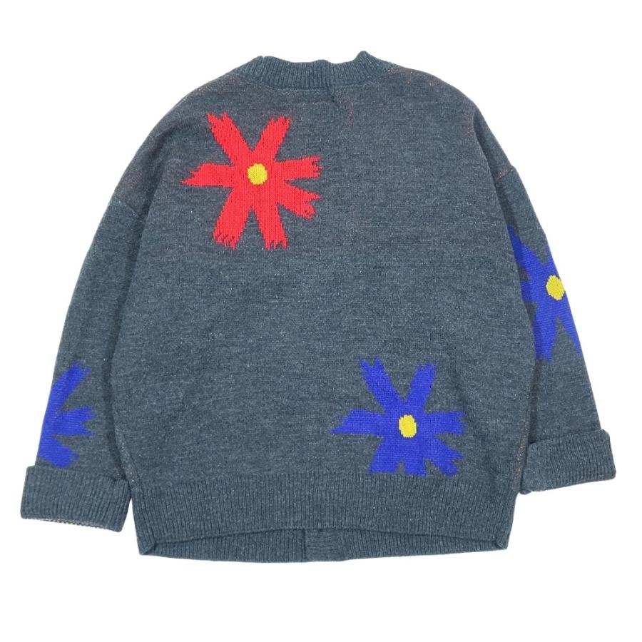 美品 D.V.U.S デビルユース 長袖 ニット カーディガン ロゴ 刺繍 花柄 リブ フラワー トップス L グレー 青 赤 メンズ 古着 中古 |  | 02
