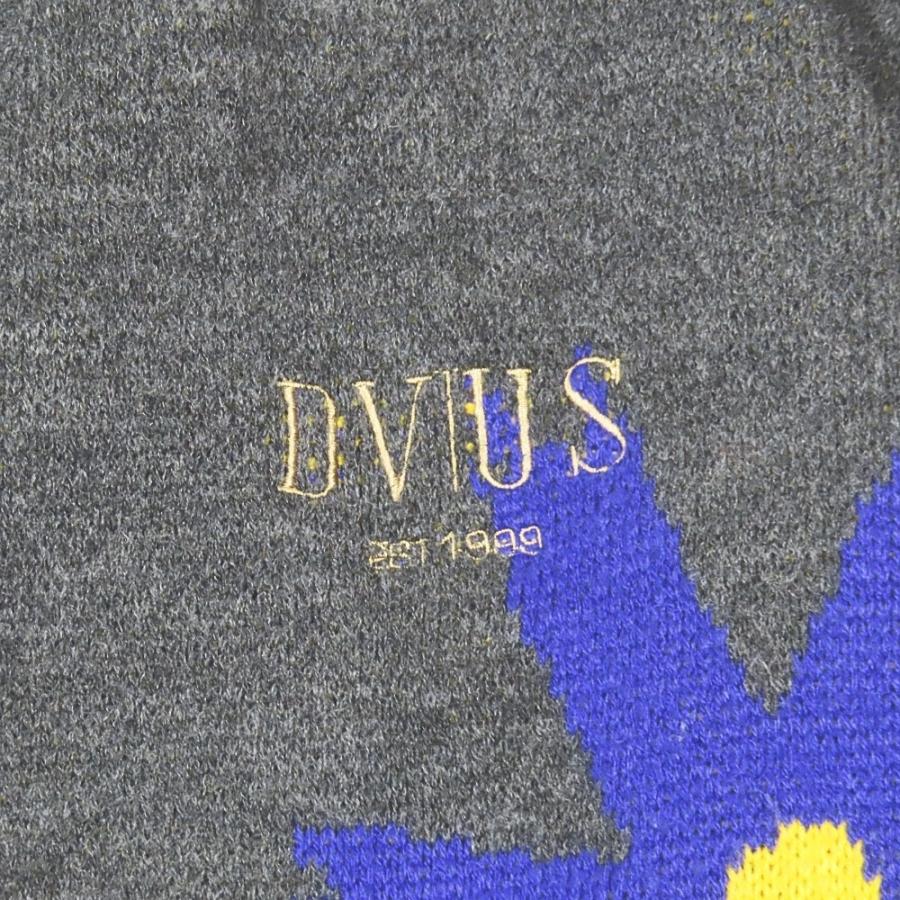 美品 D.V.U.S デビルユース 長袖 ニット カーディガン ロゴ 刺繍 花柄 リブ フラワー トップス L グレー 青 赤 メンズ 古着 中古 |  | 04