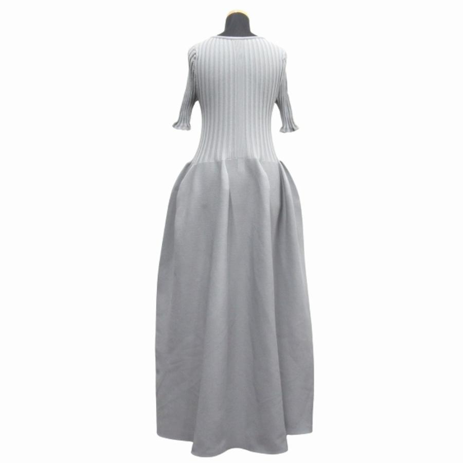 新品同様 CFCL シーエフシーエル POTTERY DRESS 1 ポッタリー ドレス ワンピース フレア リブ ニット サイズ3 グレー レディース 古着 中古_1
