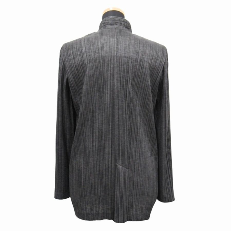 美品 PLEATS PLEASE プリーツプリーズ 09AW プリーツ加工 シャツ ブラウス カットソー 長袖 ウイングカラー オールド サイズ3 グレー レディース 古着 中古 | PLEATS PLEASE | 01