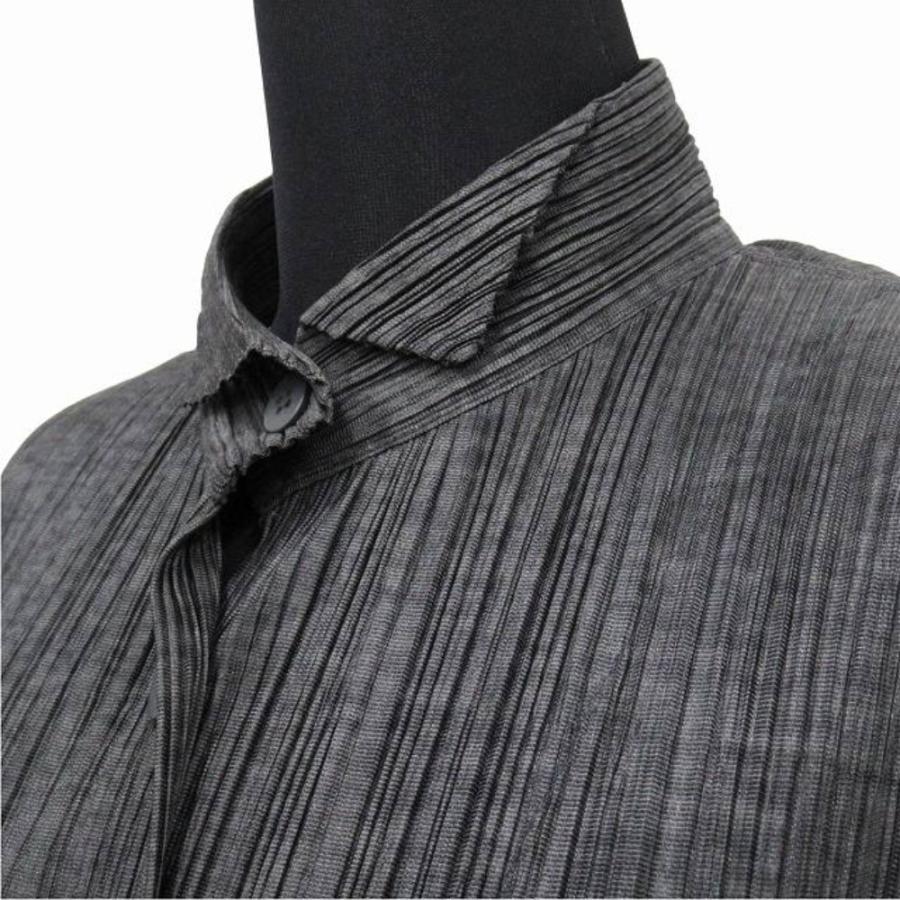 美品 PLEATS PLEASE プリーツプリーズ 09AW プリーツ加工 シャツ ブラウス カットソー 長袖 ウイングカラー オールド サイズ3 グレー レディース 古着 中古 | PLEATS PLEASE | 03