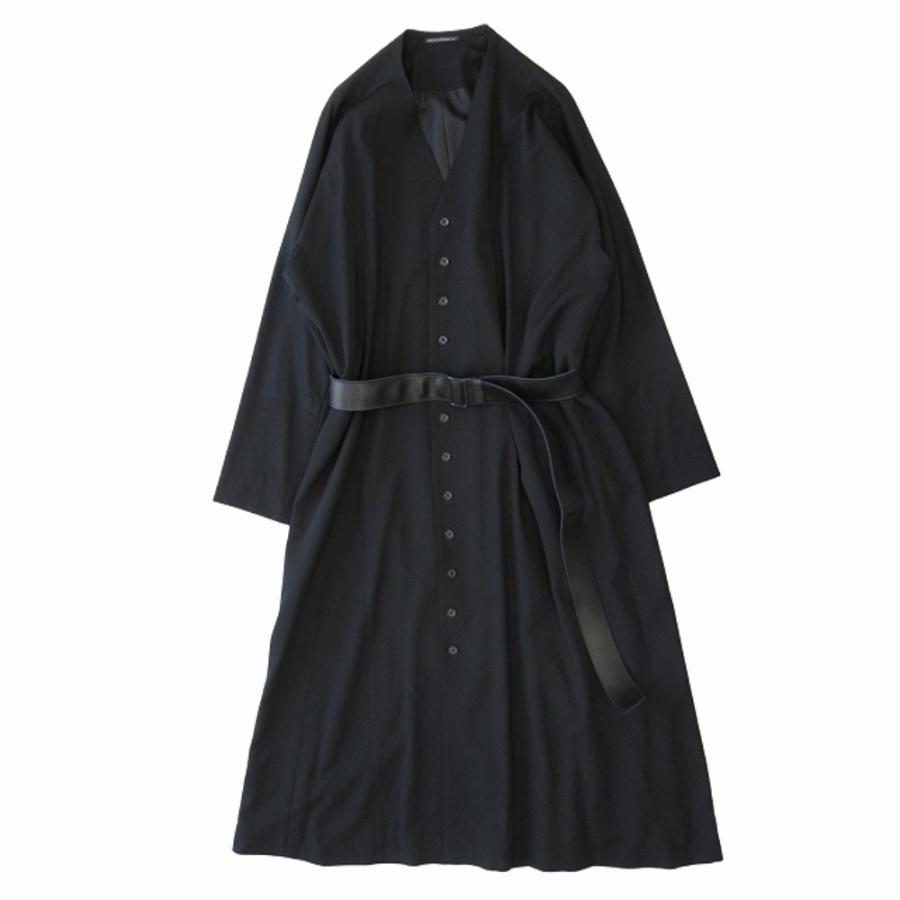 新品同様 Yohji Yamamoto POUR HOMME ヨウジヤマモトプールオム 18AW 多釦 ノーカラー ロング コート ジャケット ブルゾン 3 黒 ブラック メンズ 古着 中古 | Yohji Yamamoto