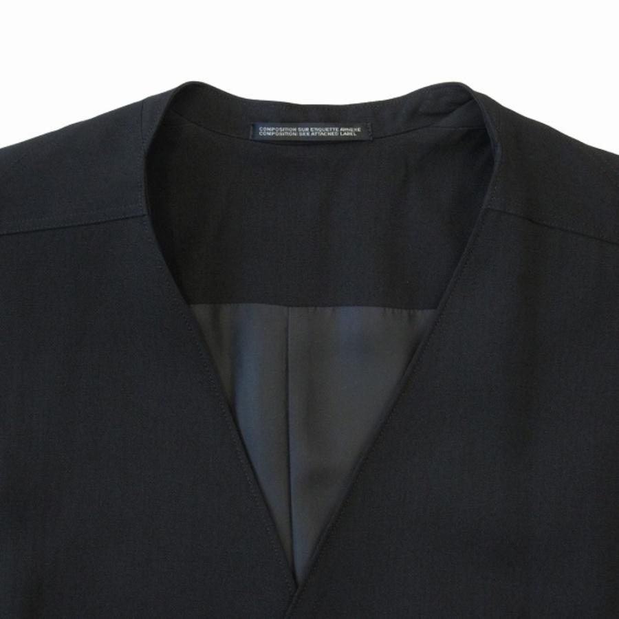 新品同様 Yohji Yamamoto POUR HOMME ヨウジヤマモトプールオム 18AW 多釦 ノーカラー ロング コート ジャケット ブルゾン 3 黒 ブラック メンズ 古着 中古 | Yohji Yamamoto | 02