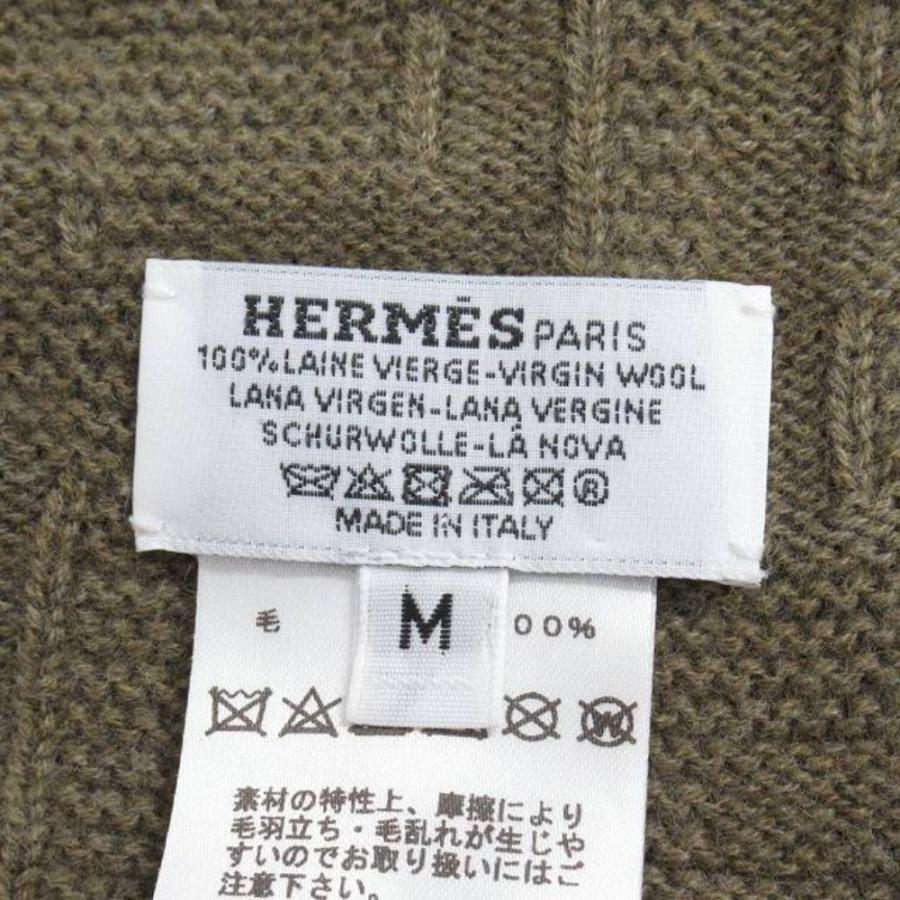 美品 HERMES エルメス Frekance フレカンス ウール ニット帽 ビーニー 帽子 Hロゴ セリエロゴ サイズM 茶 ブラウン メンズ レディース 古着 中古 | HERMES | 03