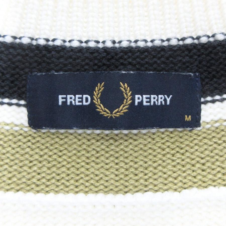 美品 FRED PERRY フレッドペリー セーター ベスト ノースリーブ ニット Vネック コットンブレンド チルデン FZ3246 M 白 紺 緑 メンズ 古着 中古 | FRED PERRY | 04