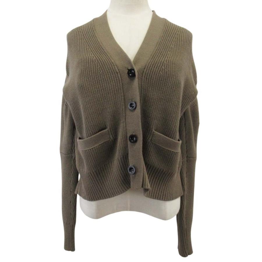 美品 Sacai サカイ 21ss ビスチェレイヤード カーディガン 重ね着風 ニット 羽織 カットソー 1 カーキ レディース 古着 中古 USED sacai（サカイ） 美品 21ss ビスチェレイヤード カーディガン 重ね着風