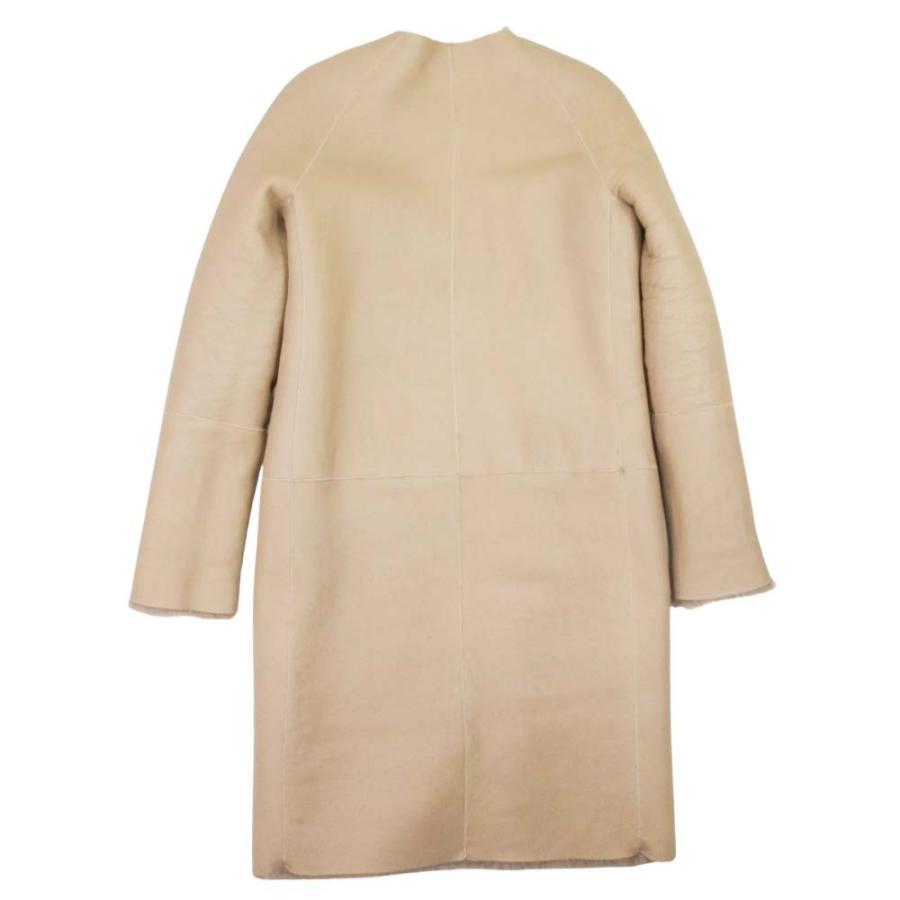 良品 CELINE セリーヌ フィービー期 ムートン ラムスキン リバーシブルコート レザー ノーカラー アウター 36 ベージュ レディース 古着 中古 | CELINE | 03