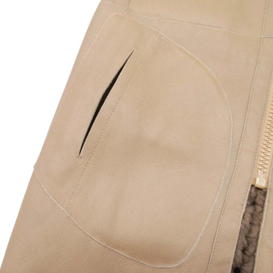 良品 CELINE セリーヌ フィービー期 ムートン ラムスキン リバーシブルコート レザー ノーカラー アウター 36 ベージュ レディース 古着 中古 | CELINE | 05