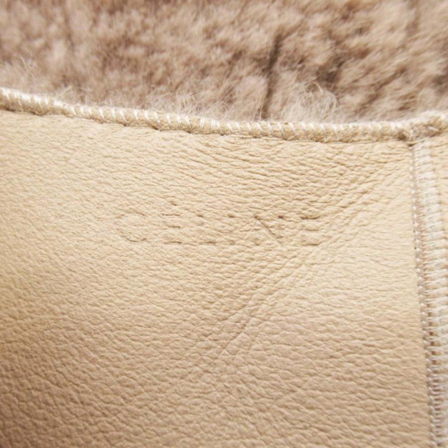良品 CELINE セリーヌ フィービー期 ムートン ラムスキン リバーシブルコート レザー ノーカラー アウター 36 ベージュ レディース 古着 中古 | CELINE | 06