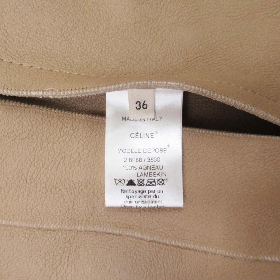 良品 CELINE セリーヌ フィービー期 ムートン ラムスキン リバーシブルコート レザー ノーカラー アウター 36 ベージュ レディース 古着 中古 | CELINE | 07