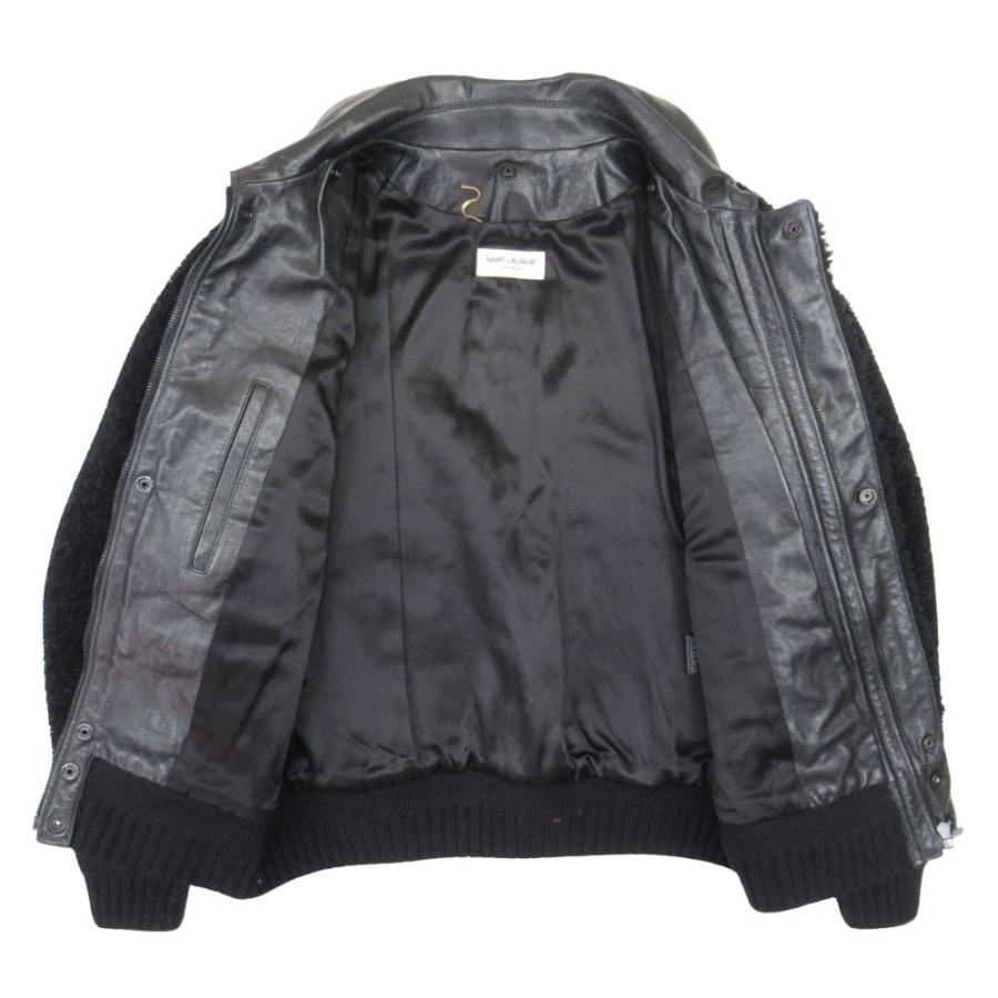 美品 SAINT LAURENT PARIS サンローランパリ 17aw ムートンコート ボア レザー 羊革 ブルゾン 2way アウター 38 黒 ブラック レディース 古着 中古 |  | 03