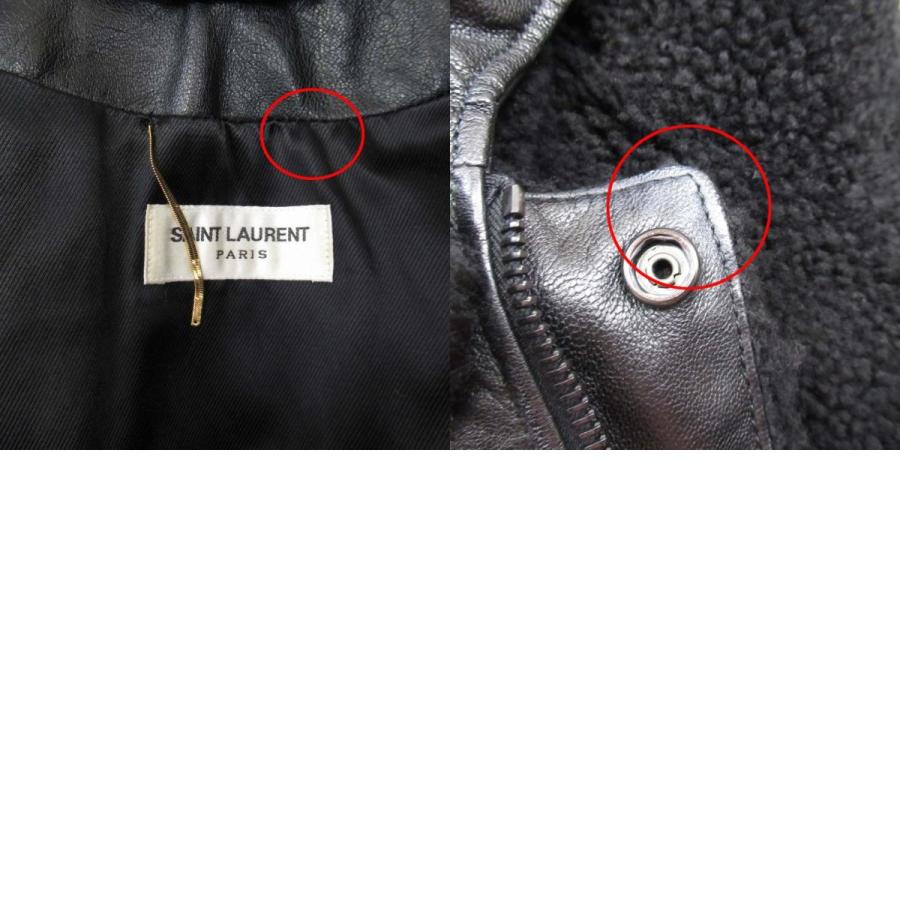 美品 SAINT LAURENT PARIS サンローランパリ 17aw ムートンコート ボア レザー 羊革 ブルゾン 2way アウター 38 黒 ブラック レディース 古着 中古 |  | 09