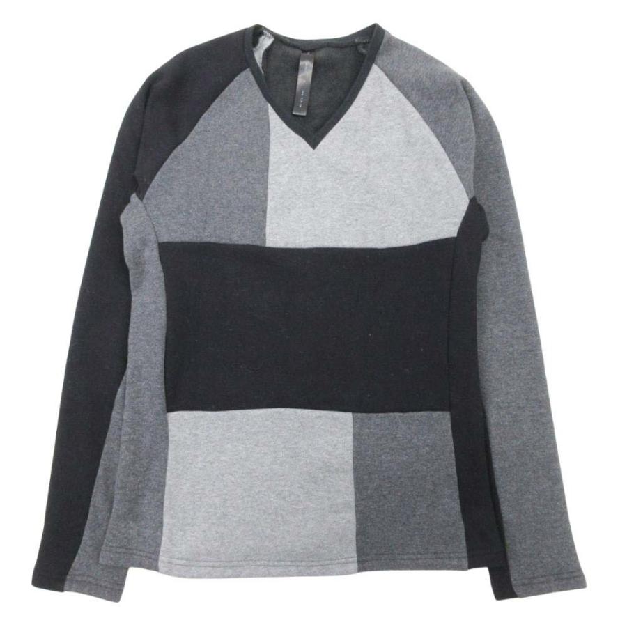 美品 wjk ダブルジェイケイ cotton boa randam shift 裏起毛 スウェット トレーナー トップス Vネック S ブラック グレー メンズ 古着 中古 | wjk