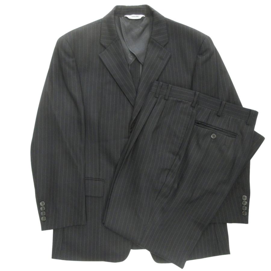 renoma レノマ セットアップ スーツ ジャケット ブレザー パンツ スラックス ストライプ サイズ94AB4 黒 ブラック メンズ 古着 中古 | renoma