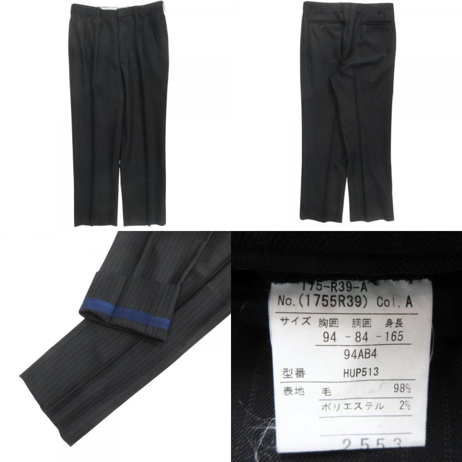 renoma レノマ セットアップ スーツ ジャケット ブレザー パンツ スラックス ストライプ サイズ94AB4 黒 ブラック メンズ 古着 中古 | renoma | 08
