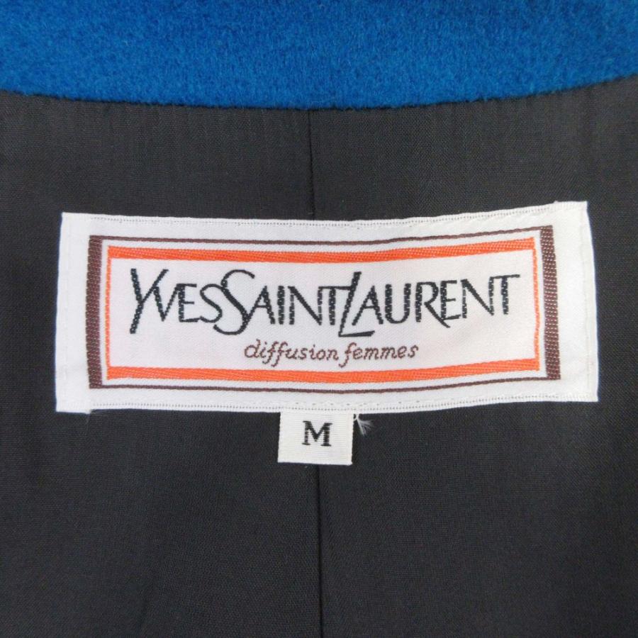 YVES SAINT LAURENT イヴサンローラン 80s 90s vintage ウールメルトンコート スタンドカラー 七分袖 アウター M 青 レディース 古着 中古 | Yves Saint Laurent | 06