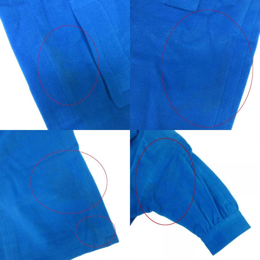 YVES SAINT LAURENT イヴサンローラン 80s 90s vintage ウールメルトンコート スタンドカラー 七分袖 アウター M 青 レディース 古着 中古 | Yves Saint Laurent | 09
