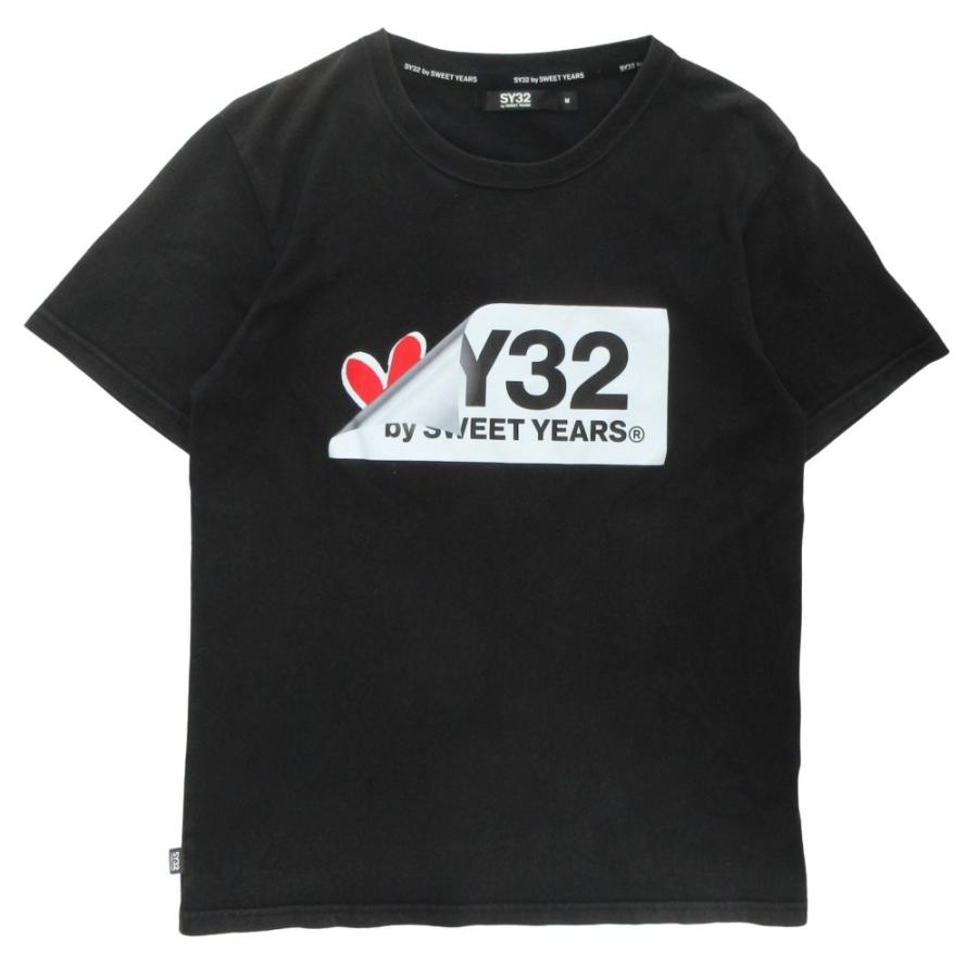 SY32 by SWEET YEARS エスワイサーティトゥバイスウィートイヤーズ TURN OVER BOX LOGO TEE ロゴ Tシャツ 半袖 M 黒 ブラック メンズ 古着 中古 | SY32 by SWEET YEARS