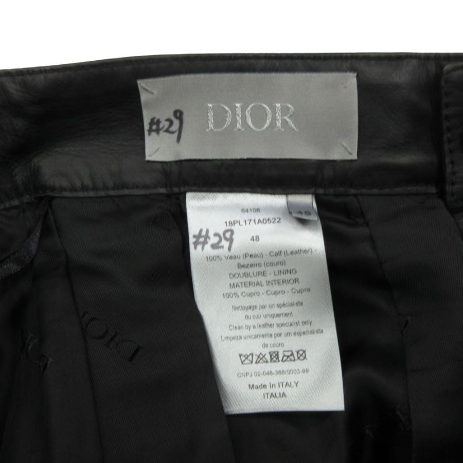 美品 DIOR HOMME ディオール オム カーフレザー カーゴ ショート パンツ ロゴ 金具 ワイド 18PL171A0522 サイズ48 黒 ブラック メンズ 古着 中古_4