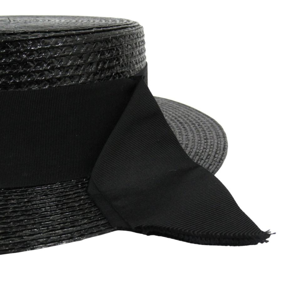 SAINT LAURENT サンローラン ハット ブラック 正規品 SAINT LAURENT 未使用 サンローラン ストロー調 カンカン帽 ハット