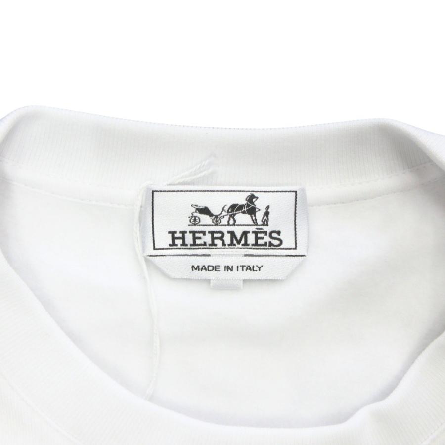 未使用 HERMES エルメス 23SS Scub'H カートゥーン ホース プリント スウェット トレーナー 長袖 裏起毛 サイズXL 白 ホワイト メンズ 古着 中古 | HERMES | 06