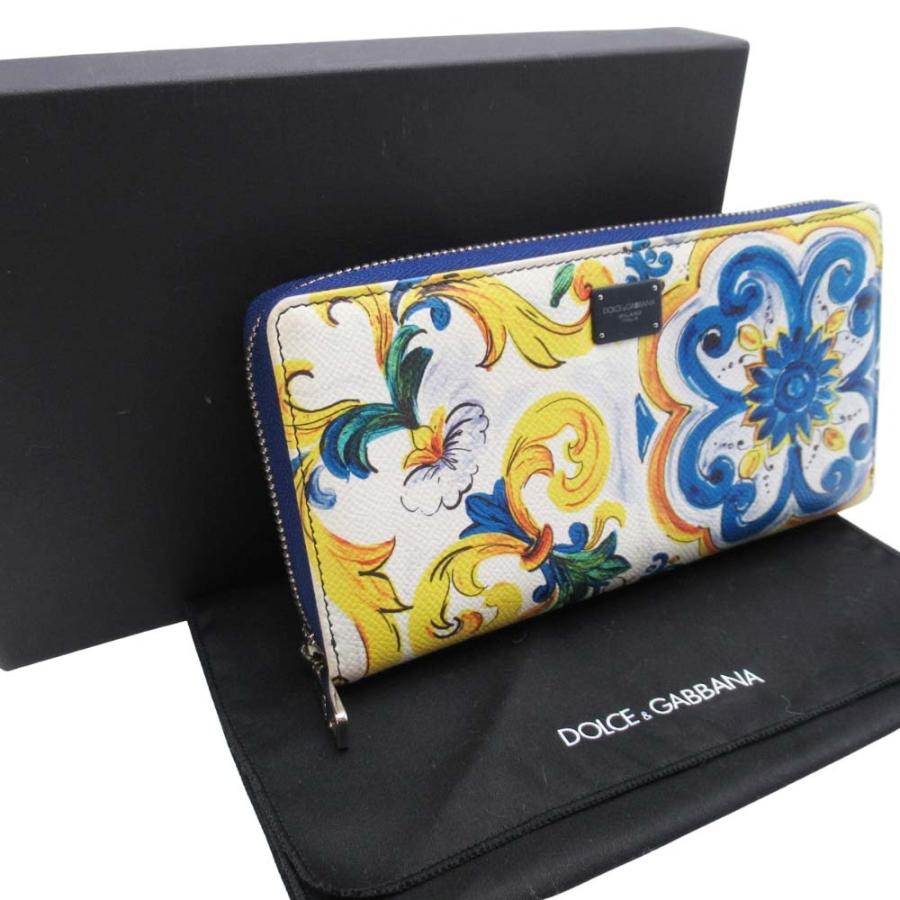 美品 DOLCE&amp;GABBANA ドルチェアンドガッバーナ マヨリカプリント 長財布 ラウンドジップ ウォレット マルチカラー レディース 古着 中古 USED DOLCE&GABBANA（ドルチェ & ガッバーナ） 美品 ドルチェアンド