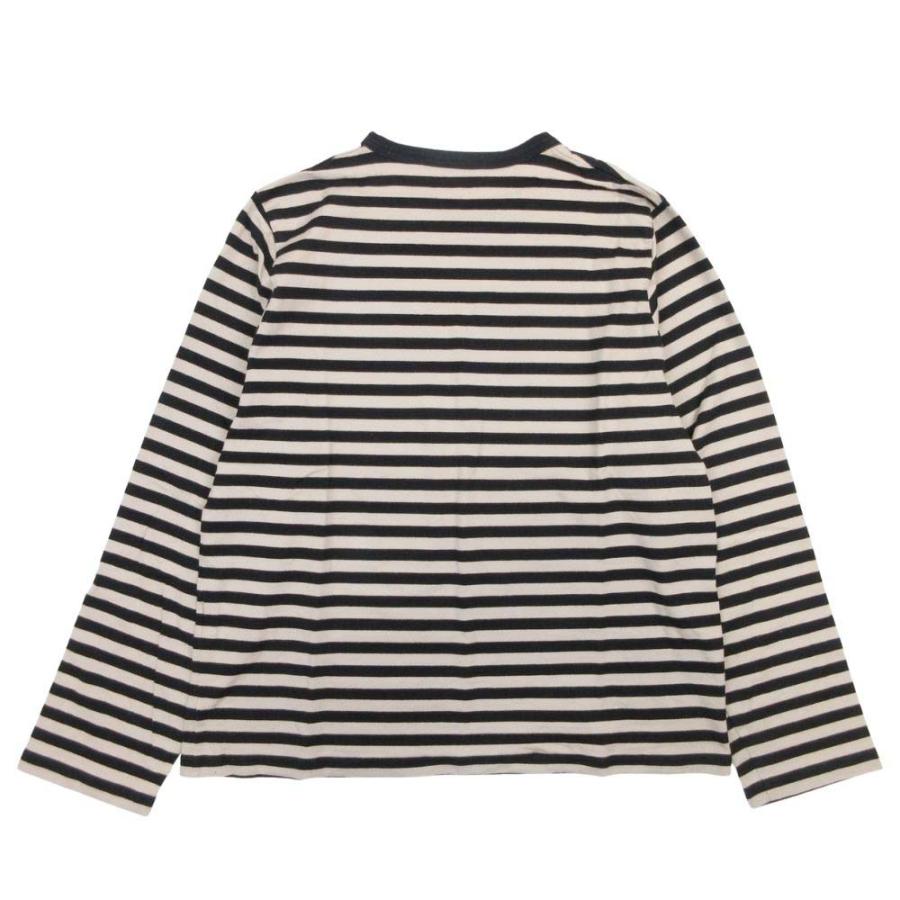 美品 marimekko マリメッコ ボーダー Tシャツ ウニッコ ワンポイント 長袖 ロンT トップス カットソー M ブラック ベージュ レディース 古着 中古 | marimekko | 01