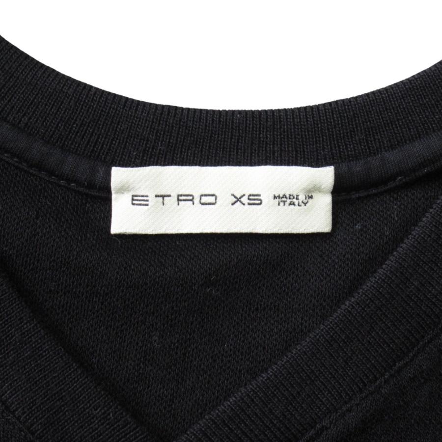 ETRO エトロ ペイズリー ウール スウェット トレーナー カットソー 長袖 Vネック サイズXS 黒 ブラック メンズ 古着 中古 USED ETRO（エトロ） ペイズリー ウール スウェット トレーナー カットソー