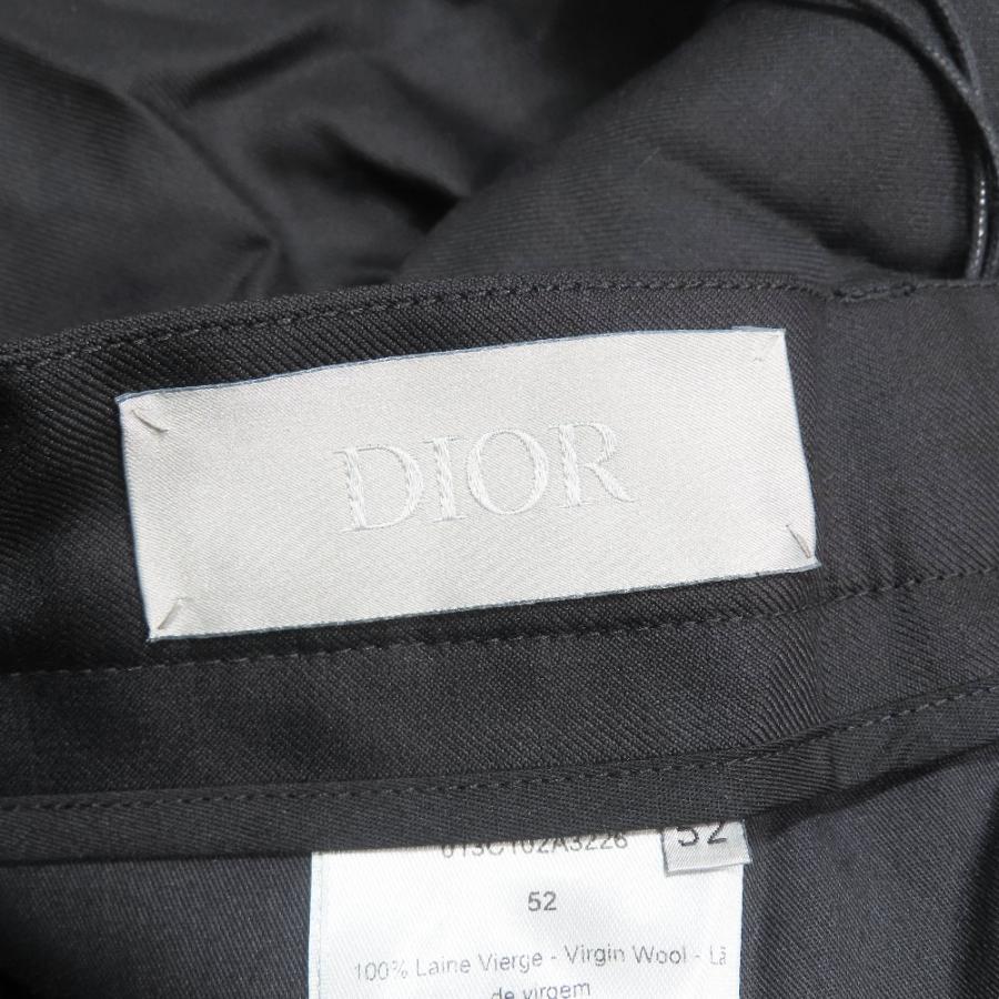 未使用 DIOR ディオール バージンウール CDロゴ スラックスパンツ スーツパンツ ノータック ボトムス 013C102A3226 52 ブラック メンズ 古着 中古 USED 未使用 DIOR ディオール バージンウール CDロゴ スラックスパンツ