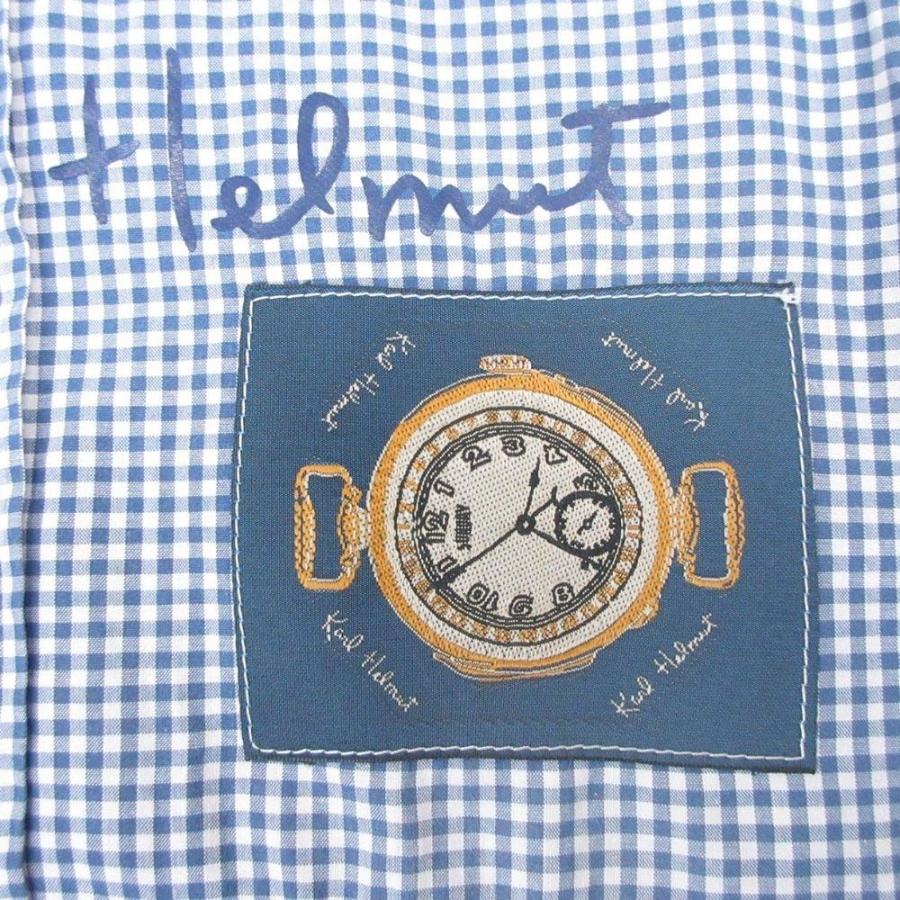 美品 Karl Helmut カールヘルム パッチ ギンガムチェック プルオーバーシャツ カットソー トップス ハーフボタン L 紺 ネイビー メンズ 古着 中古 | Karl Helmut | 03