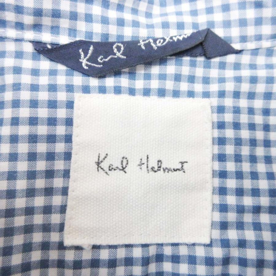 美品 Karl Helmut カールヘルム パッチ ギンガムチェック プルオーバーシャツ カットソー トップス ハーフボタン L 紺 ネイビー メンズ 古着 中古 | Karl Helmut | 06