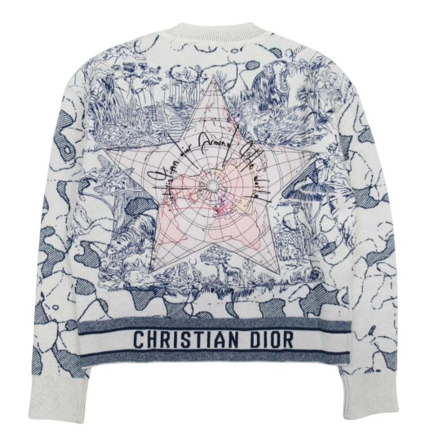 未使用 Christian Dior クリスチャンディオール 20aw アラウンドザワールド カシミヤウール ニット セーター 36 ライトグレー ネイビー レディース 古着 中古 | Christian Dior | 01