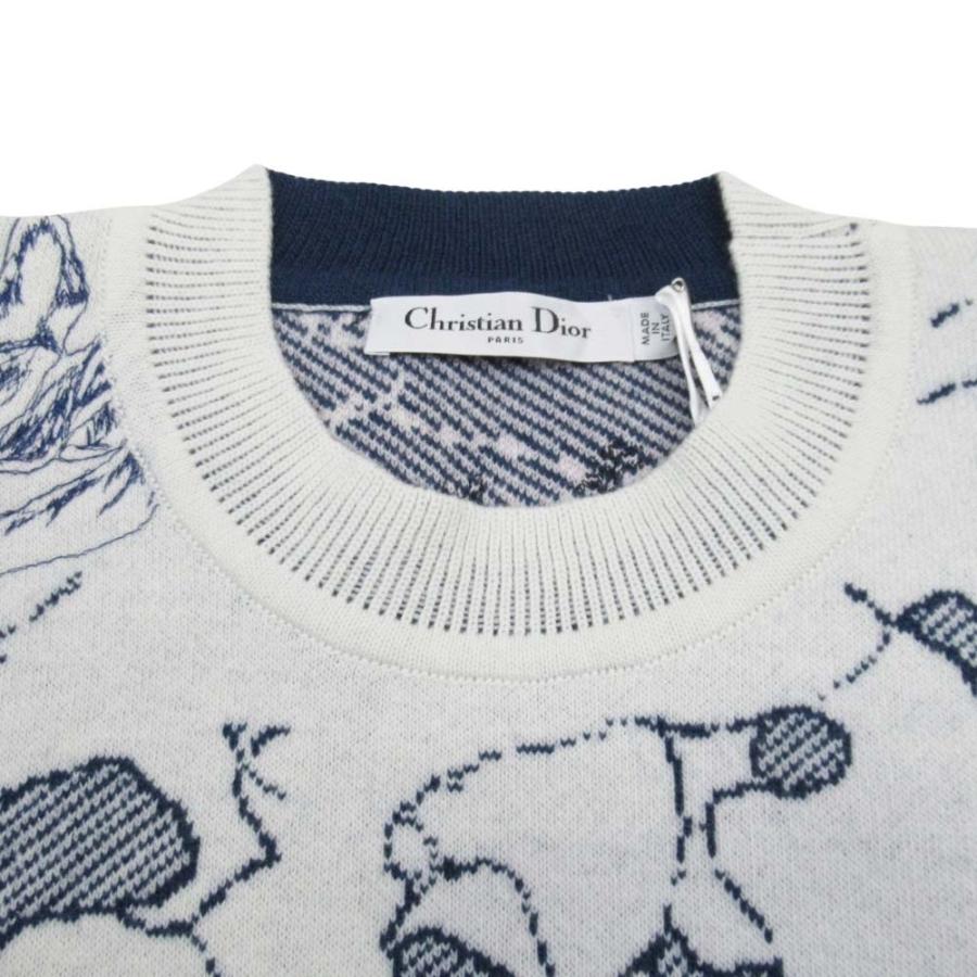 未使用 Christian Dior クリスチャンディオール 20aw アラウンドザワールド カシミヤウール ニット セーター 36 ライトグレー ネイビー レディース 古着 中古 | Christian Dior | 07