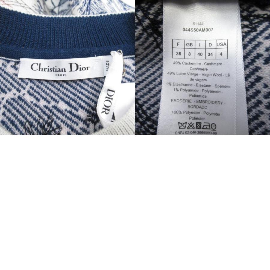 未使用 Christian Dior クリスチャンディオール 20aw アラウンドザワールド カシミヤウール ニット セーター 36 ライトグレー ネイビー レディース 古着 中古 | Christian Dior | 09