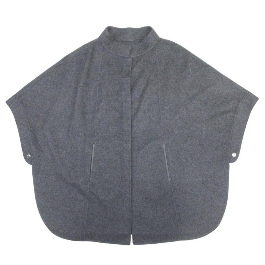 新品同様 Loro Piana ロロピアーナ ザルツブルグ ケープ ポンチョ 羽織 ブルゾン アウター カシミヤ メルトン レザートリム ダークグレー レディース 古着 中古 | Loro Piana