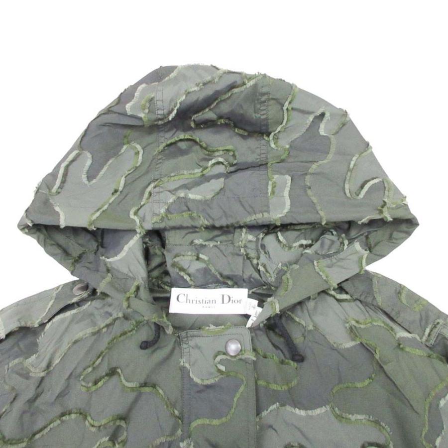 未使用 Christian Dior クリスチャンディオール 20ss カモフラージュ ジャガード アノラックポンチョ フーデッドコート XS カーキ レディース 古着 中古_3