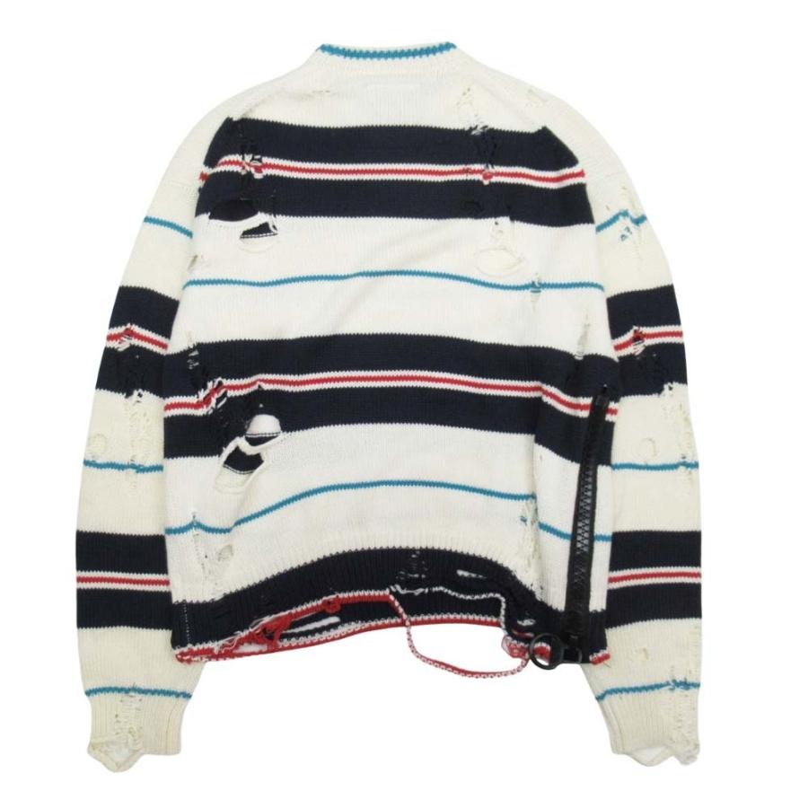 新品同様 MAISON MIHARA YASUHIRO メゾンミハラヤスヒロ Multicolor Broken Knit Sweater ニット マルチボーダー セーター 46 白 ホワイト メンズ 古着 中古 | MIHARAYASUHIRO | 01