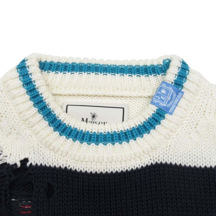 新品同様 MAISON MIHARA YASUHIRO メゾンミハラヤスヒロ Multicolor Broken Knit Sweater ニット マルチボーダー セーター 46 白 ホワイト メンズ 古着 中古 | MIHARAYASUHIRO | 04
