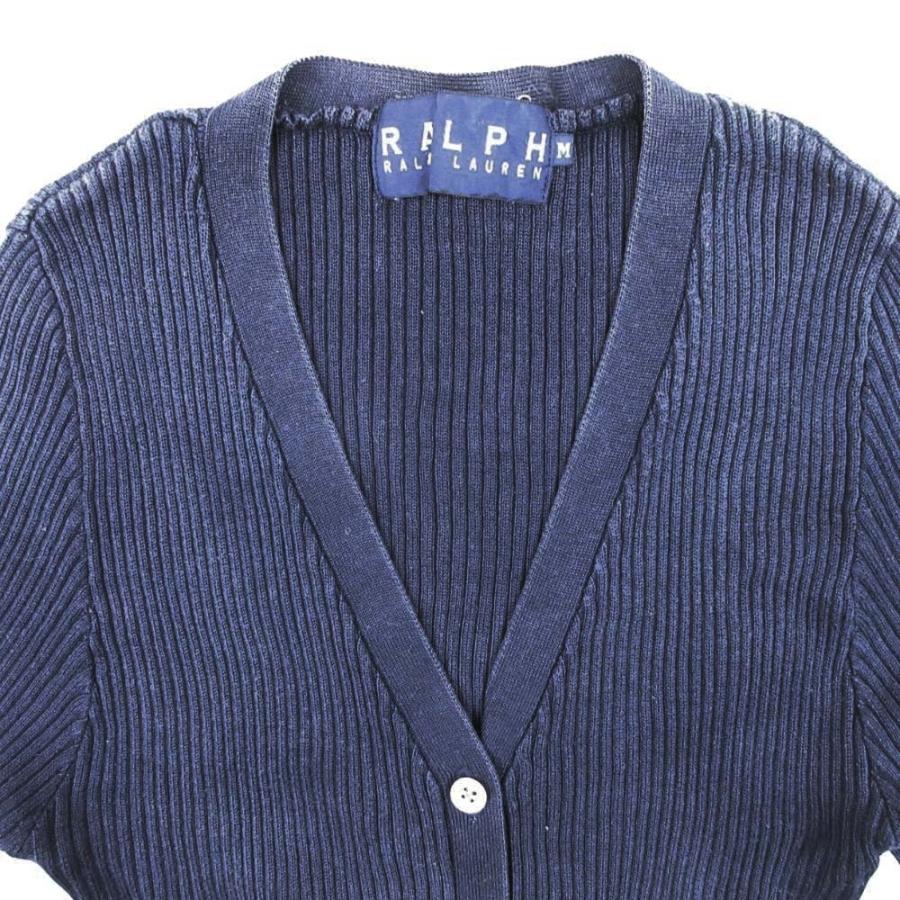 RALPH LAUREN ラルフローレン コットン リブニット カーディガン カットソー 羽織 トップス Vネック 長袖 M 紺 ネイビー レディース 古着 中古 |  | 02