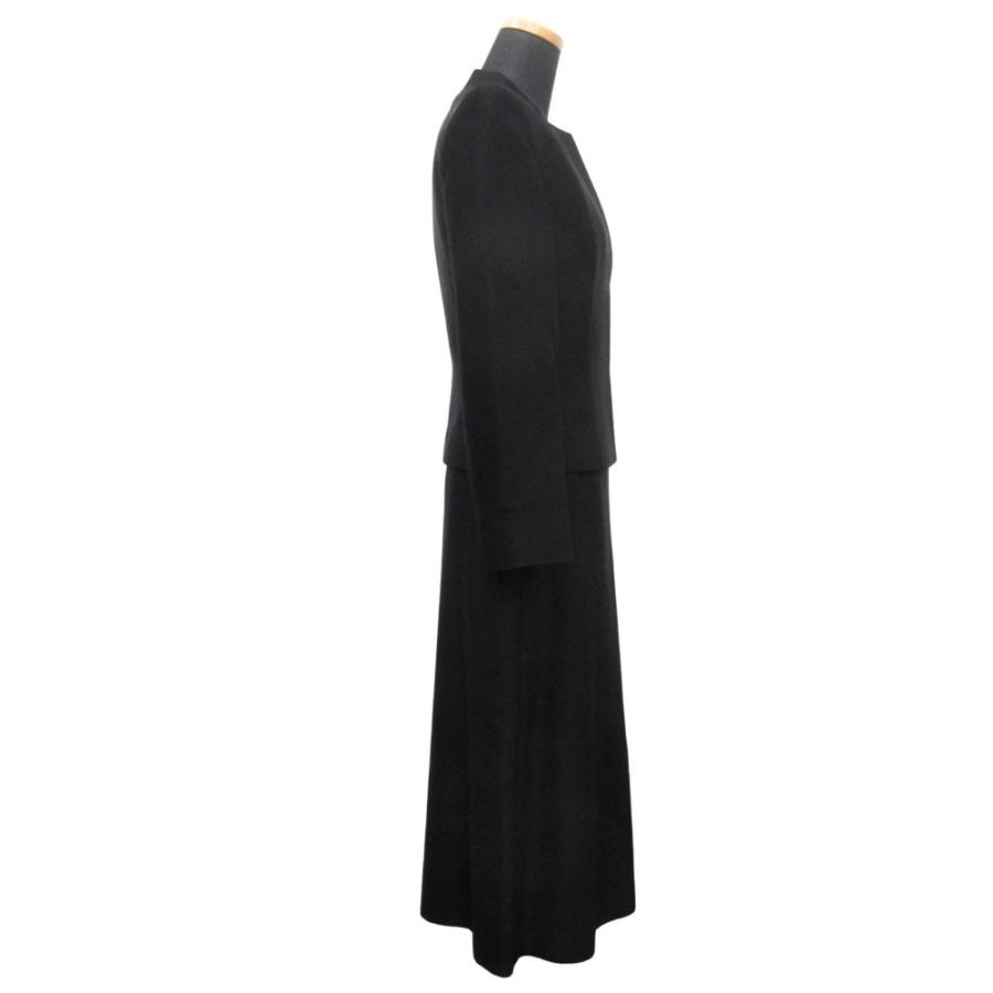美品 HIROMI YOSIDA ヒロミヨシダ スタンドネック ジャケット ワンピーススーツ フォーマル 喪服 ドレス 7号 黒 ブラック レディース 古着 中古 |  | 01