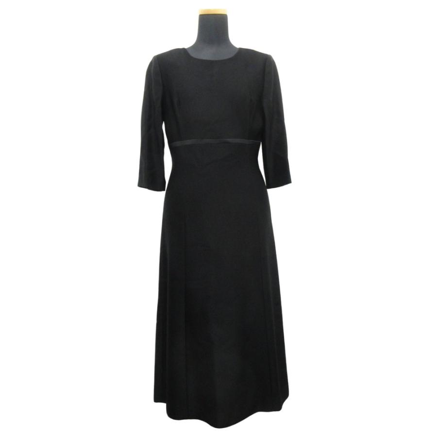 美品 HIROMI YOSIDA ヒロミヨシダ スタンドネック ジャケット ワンピーススーツ フォーマル 喪服 ドレス 7号 黒 ブラック レディース 古着 中古 |  | 05