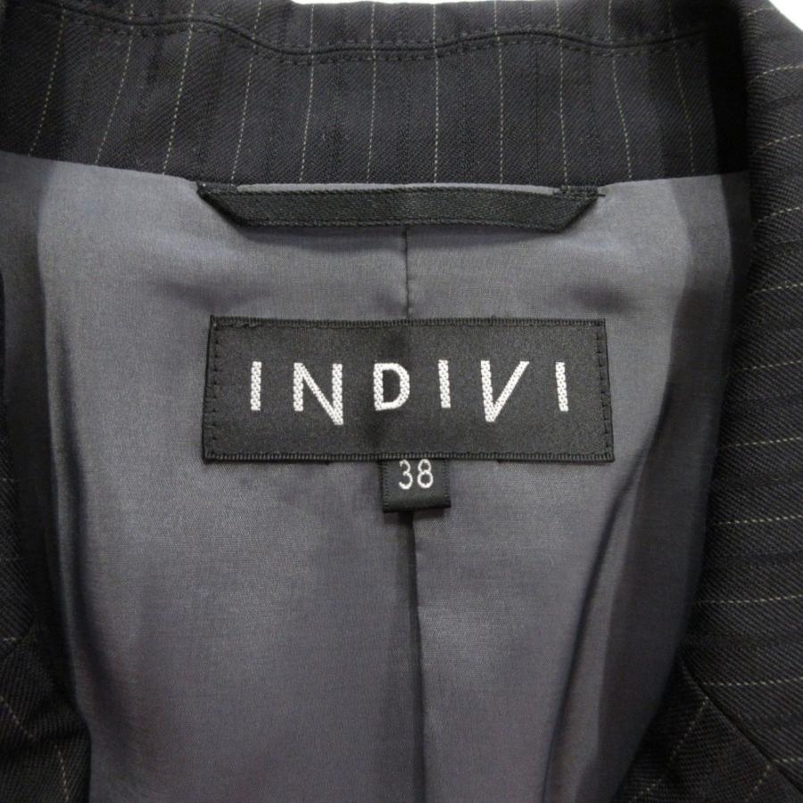 INDIVI（インディヴィ） 良品 ウール ストライプ セットアップ スーツ 