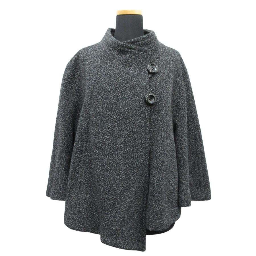 良品 UNTITLED アンタイトル ウール ツイード ジャケット ブルゾン ポンチョ風 長袖 サイズ2 ブラック グレー系 レディース 古着 中古 | UNTITLED