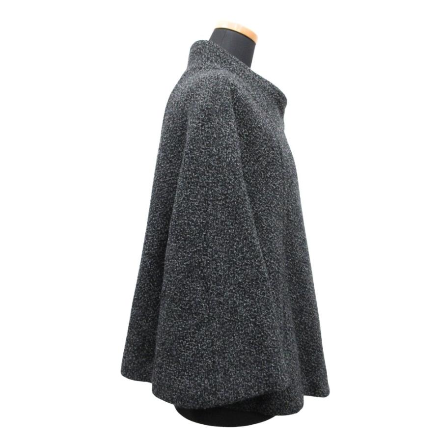 良品 UNTITLED アンタイトル ウール ツイード ジャケット ブルゾン ポンチョ風 長袖 サイズ2 ブラック グレー系 レディース 古着 中古 | UNTITLED | 01