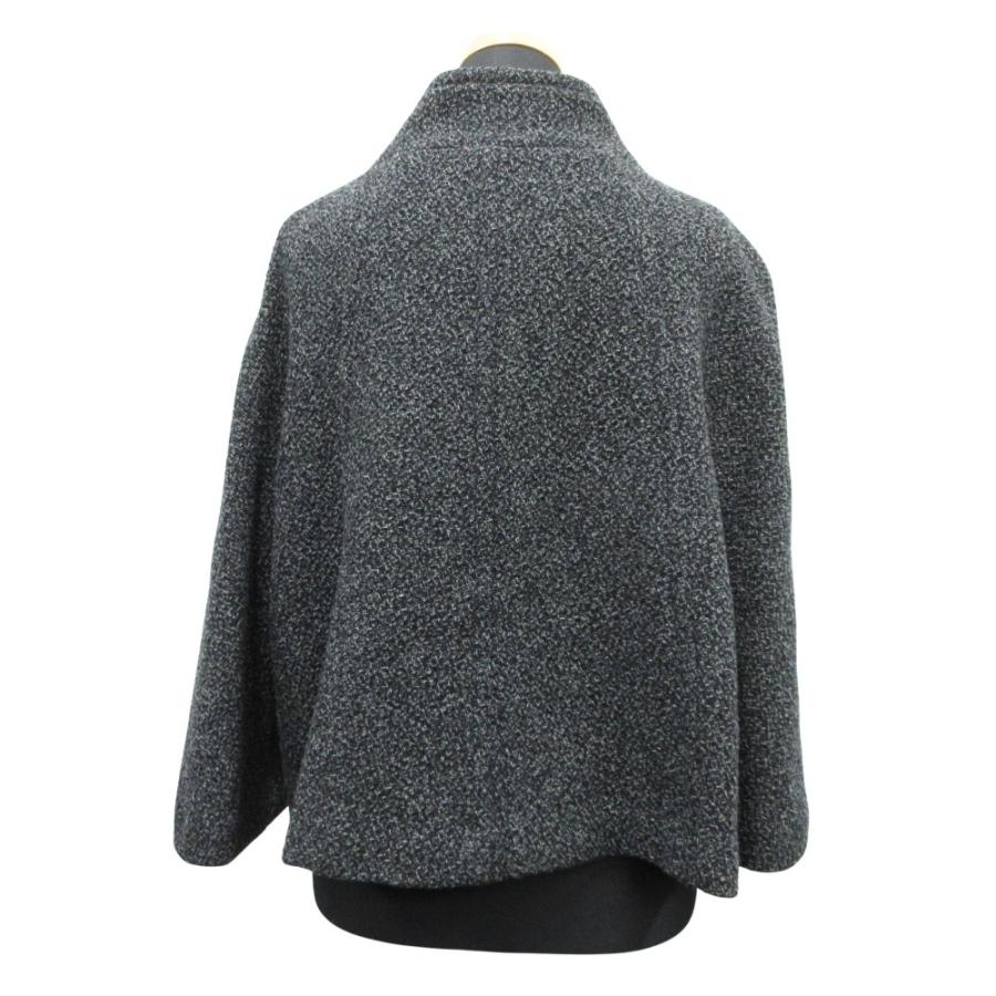 良品 UNTITLED アンタイトル ウール ツイード ジャケット ブルゾン ポンチョ風 長袖 サイズ2 ブラック グレー系 レディース 古着 中古 | UNTITLED | 02