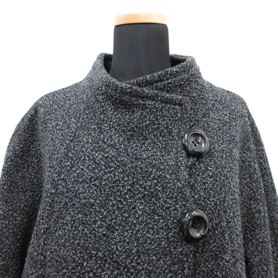 良品 UNTITLED アンタイトル ウール ツイード ジャケット ブルゾン ポンチョ風 長袖 サイズ2 ブラック グレー系 レディース 古着 中古 | UNTITLED | 03