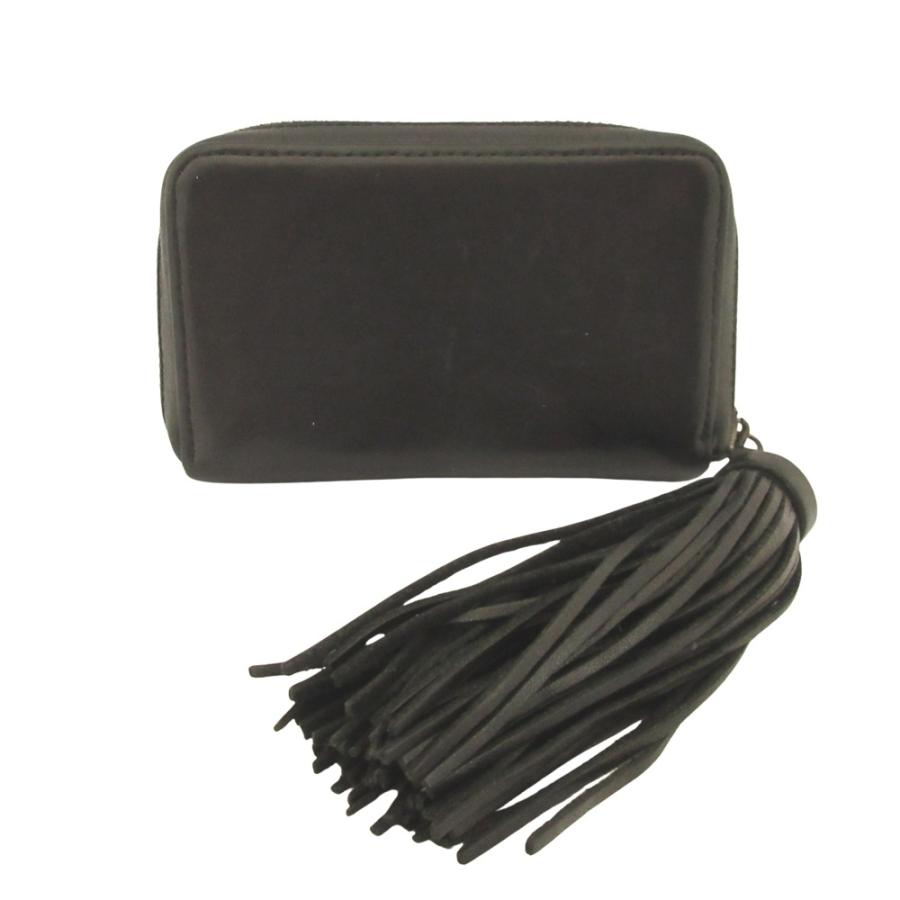 良品 Yohji Yamamoto +NOIR ヨウジヤマモト プリュス ノアール タッセル レザー カードケース 財布 黒 ブラック メンズ レディース 古着 中古 | YOHJI YAMAMOTO +NOIR