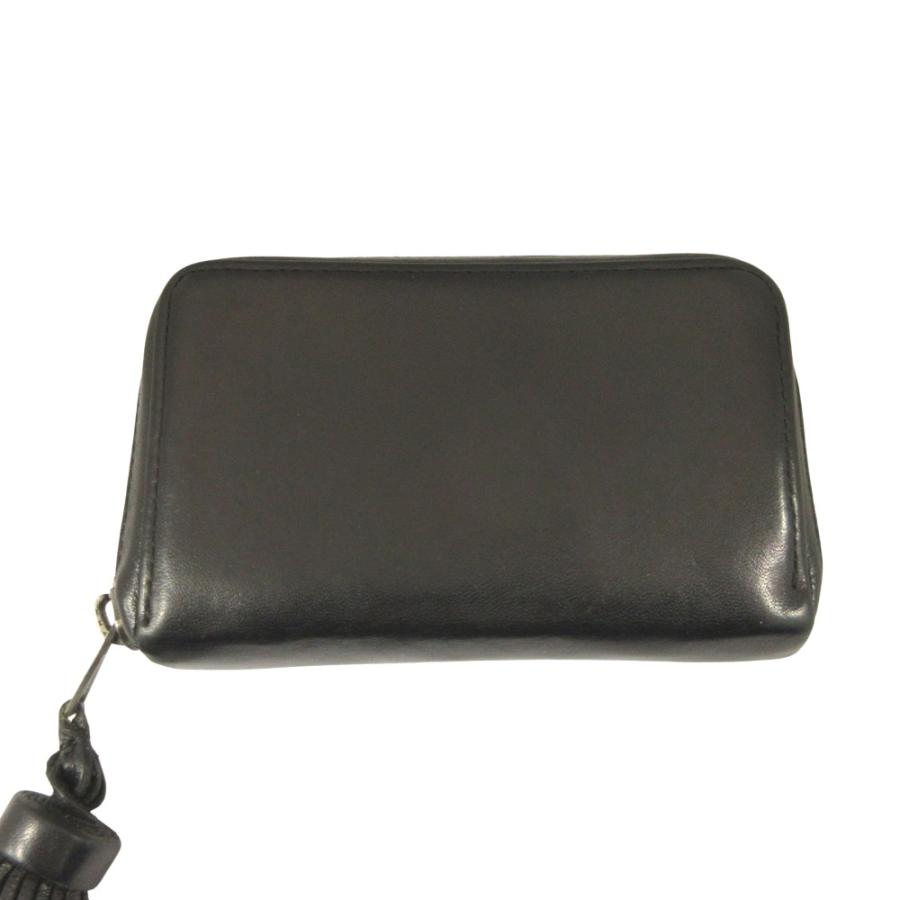 良品 Yohji Yamamoto +NOIR ヨウジヤマモト プリュス ノアール タッセル レザー カードケース 財布 黒 ブラック メンズ レディース 古着 中古 | YOHJI YAMAMOTO +NOIR | 01